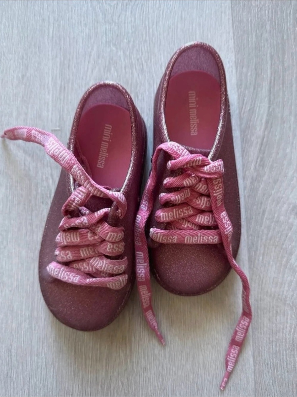 Mini Melissa Girls Hip Glitter Lace up sneakers pink